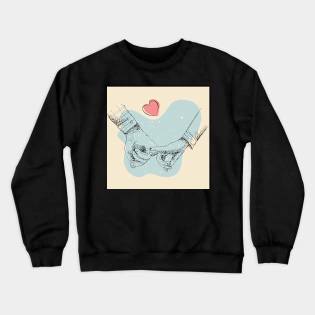 Two lovers are holding hands each other, Romantic line art illustration, valentines day gifts Crewneck Sweatshirt by Modern Art